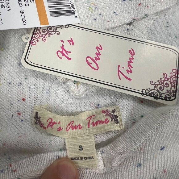 It's Our Time Women's Lightweight Sweater Criss Cross Back Speckled Sz Small New - Picture 8 of 9